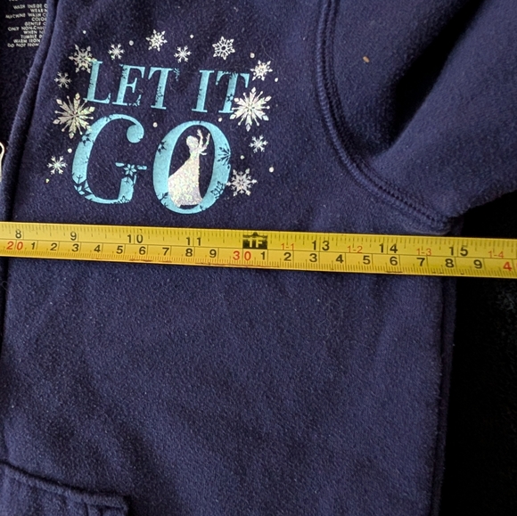 Disney Girls Frozen Hooded Zip Up Hoodie Sweatshirt Blue Glitter Graphic Print - Picture 8 of 10